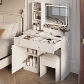Bellemave® Vanity Mirror with Lights and Table Set with 3 Color Lighting Brightness Adjustable, 2 big Drawers - Bellemave